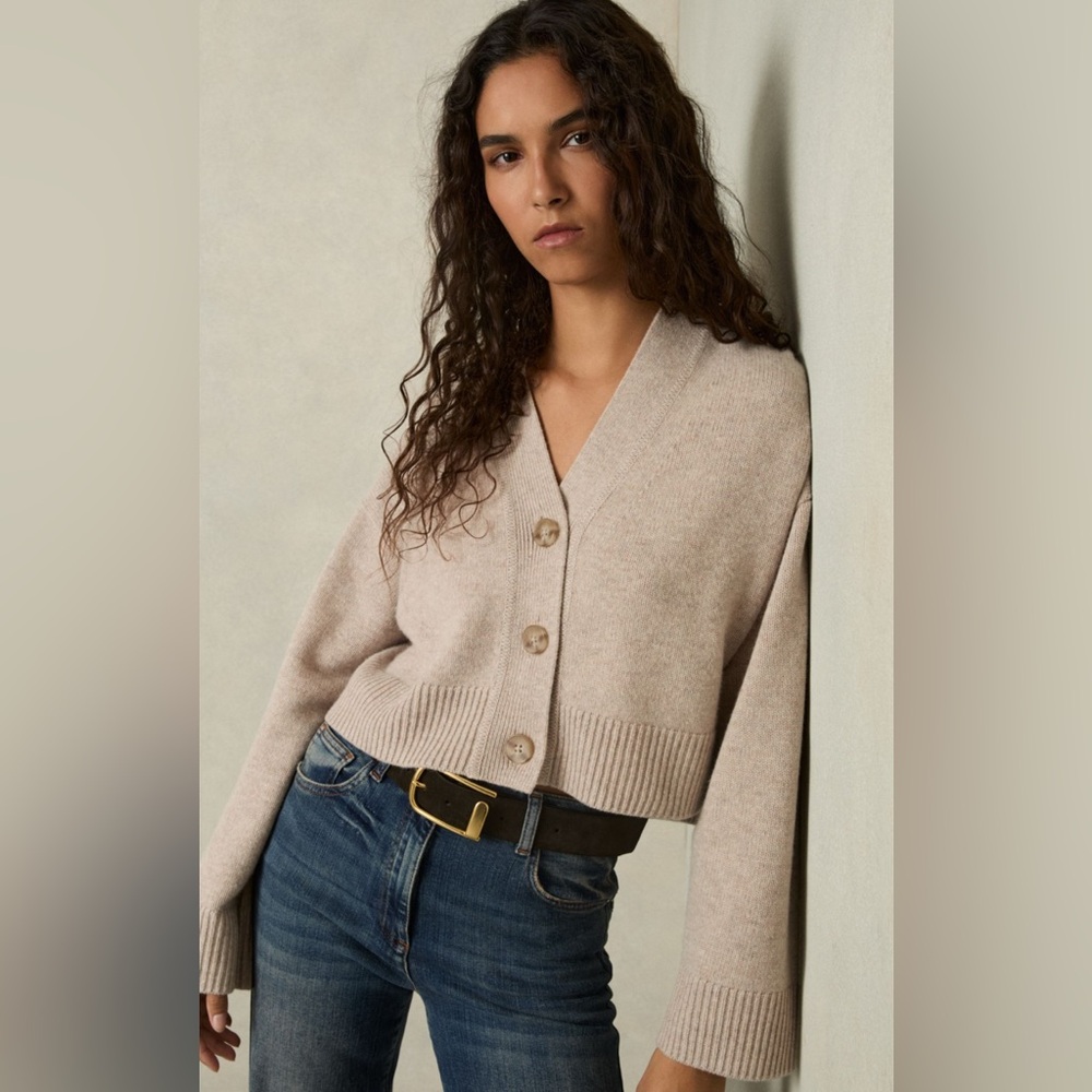 Reiss Rixy wool cashmere cardigan oatmeal NWT